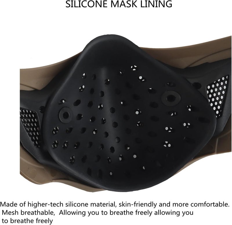 Hdlsina Airsoft Half Face Masks, Half Lower Steel Mesh Airsoft Protective Gear Breathable Silicone Lining Mesh Cover for Adult Men Women BBS Airsoft Shooting CS Survival Games - Image 4